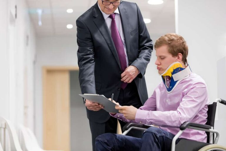 A patient sits in a wheelchair